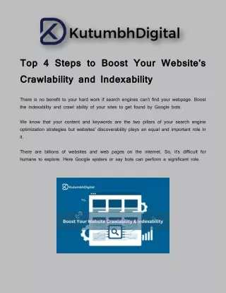 kutumbh digital - Top 4 Steps to Boost Your Website’s Crawlability and Indexability