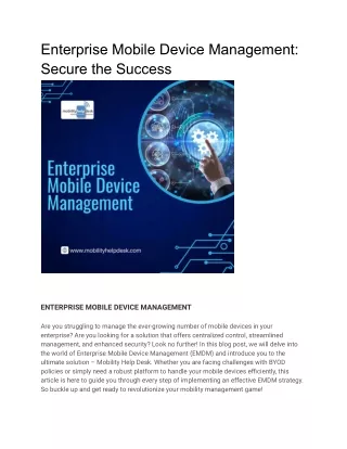 Enterprise Mobile Device Management Secure the Success