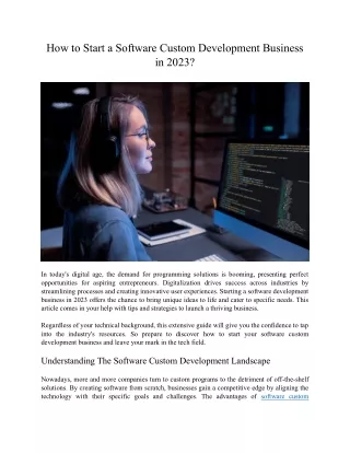 how to start a software custom development