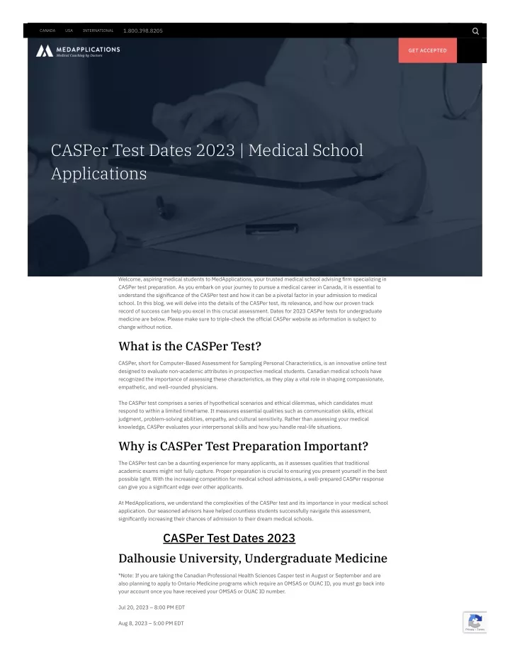 PPT Casper Test Dates 2023 Medical School Applications PowerPoint