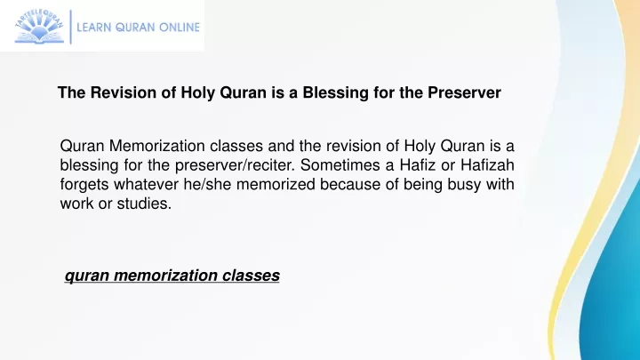 the revision of holy quran is a blessing