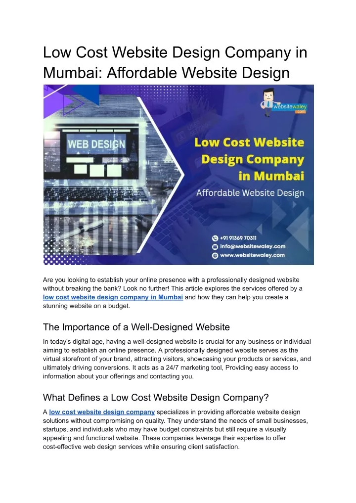 low cost website design company in mumbai