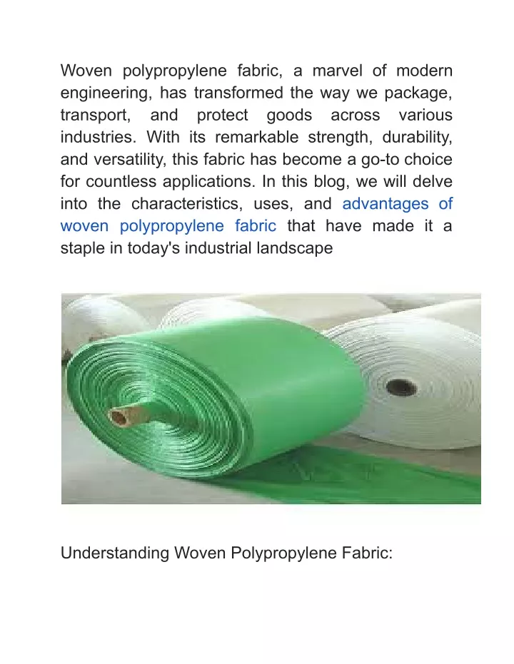 woven polypropylene fabric a marvel of modern