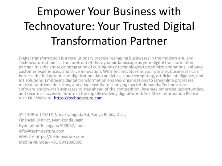 empower your business with technovature your trusted digital transformation partner