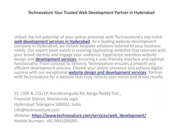technovature your trusted web development partner in hyderabad