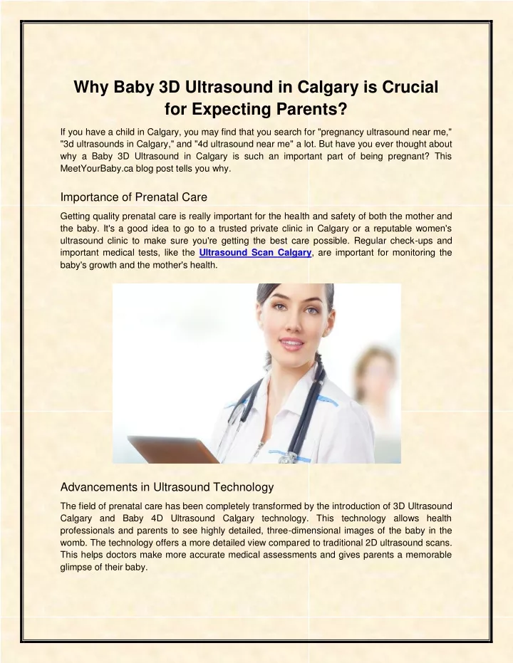 why baby 3d ultrasound in calgary is crucial