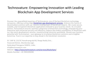 Technovature Empowering Innovation with Leading Blockchain App Development Services