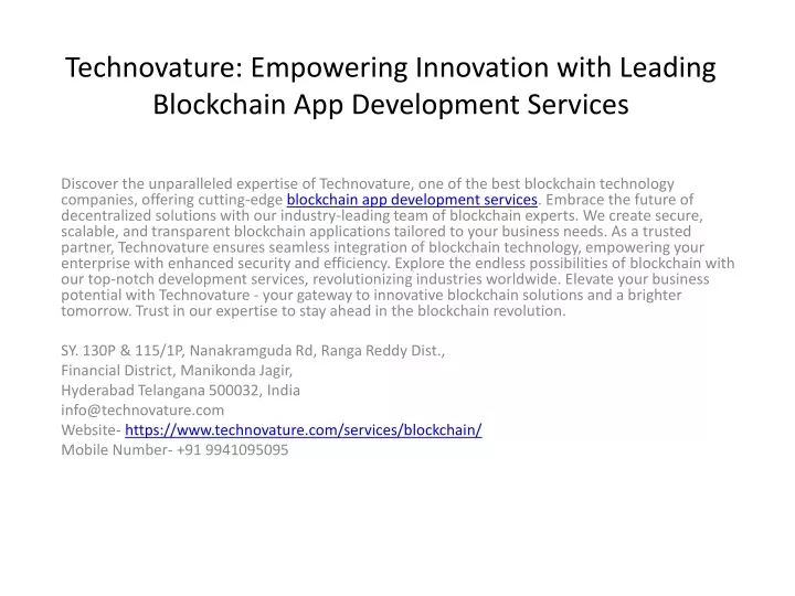 technovature empowering innovation with leading blockchain app development services