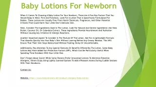 Baby Lotions For Newborn