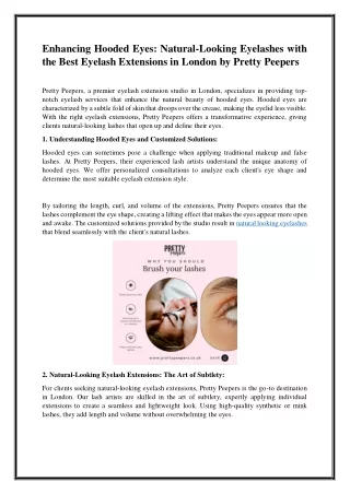 Enhancing Hooded Eyes Natural-Looking Eyelashes with the Best Eyelash Extensions in London by Pretty Peepers