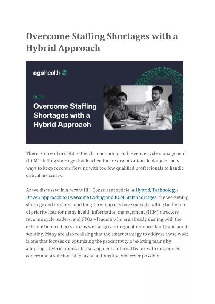 overcome staffing shortages with a hybrid approach