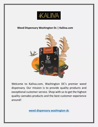 Weed Dispensary Washington Dc | Kaliiva.com