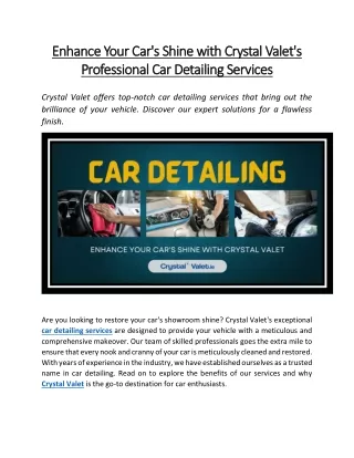 Enhance Your Car's Shine with Crystal Valet's Professional Car Detailing Services