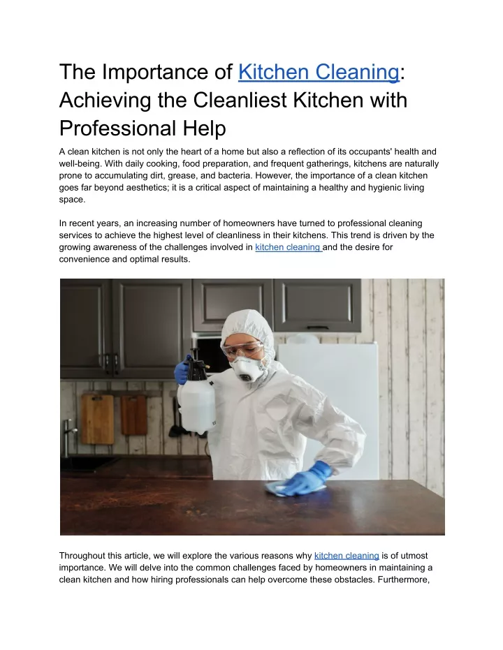 the importance of kitchen cleaning achieving