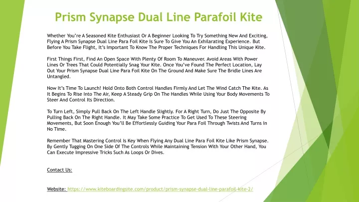 prism synapse dual line parafoil kite