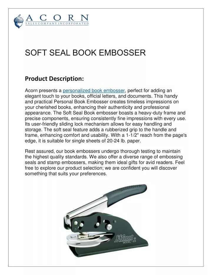 soft seal book embosser