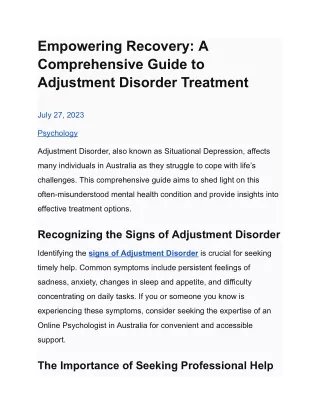 Empowering Recovery_ A Comprehensive Guide to Adjustment Disorder Treatment