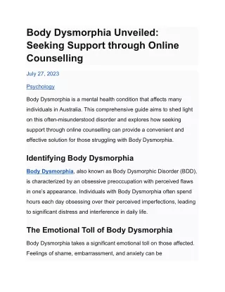 Body Dysmorphia Unveiled_ Seeking Support through Online Counselling
