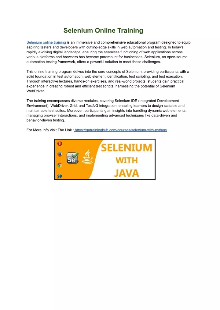 selenium online training