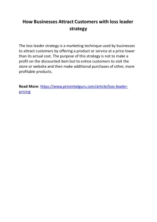 how businesses attract customers with loss leader