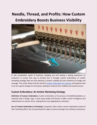 Needle, Thread, and Profits: How Custom Embroidery Boosts Business Visibility