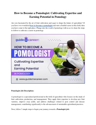 How to Become a Pomologist: Cultivating Expertise and Earning Potential in Pomol