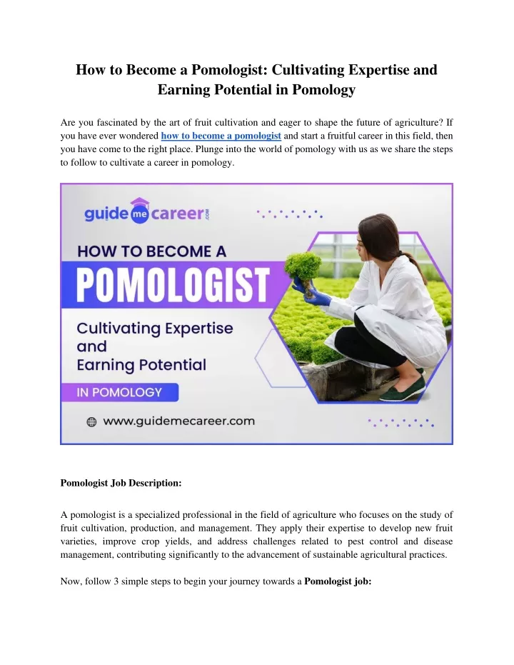 how to become a pomologist cultivating expertise