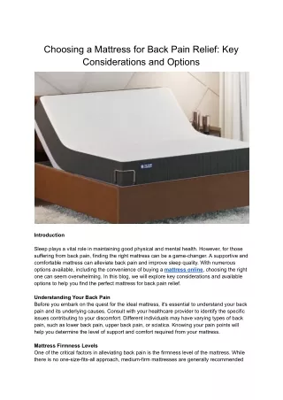 choosing a mattress for back pain relief