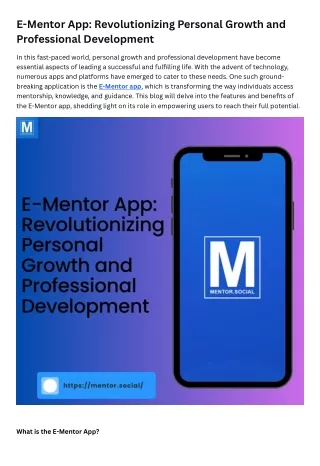E-Mentor App Revolutionizing Personal Growth and