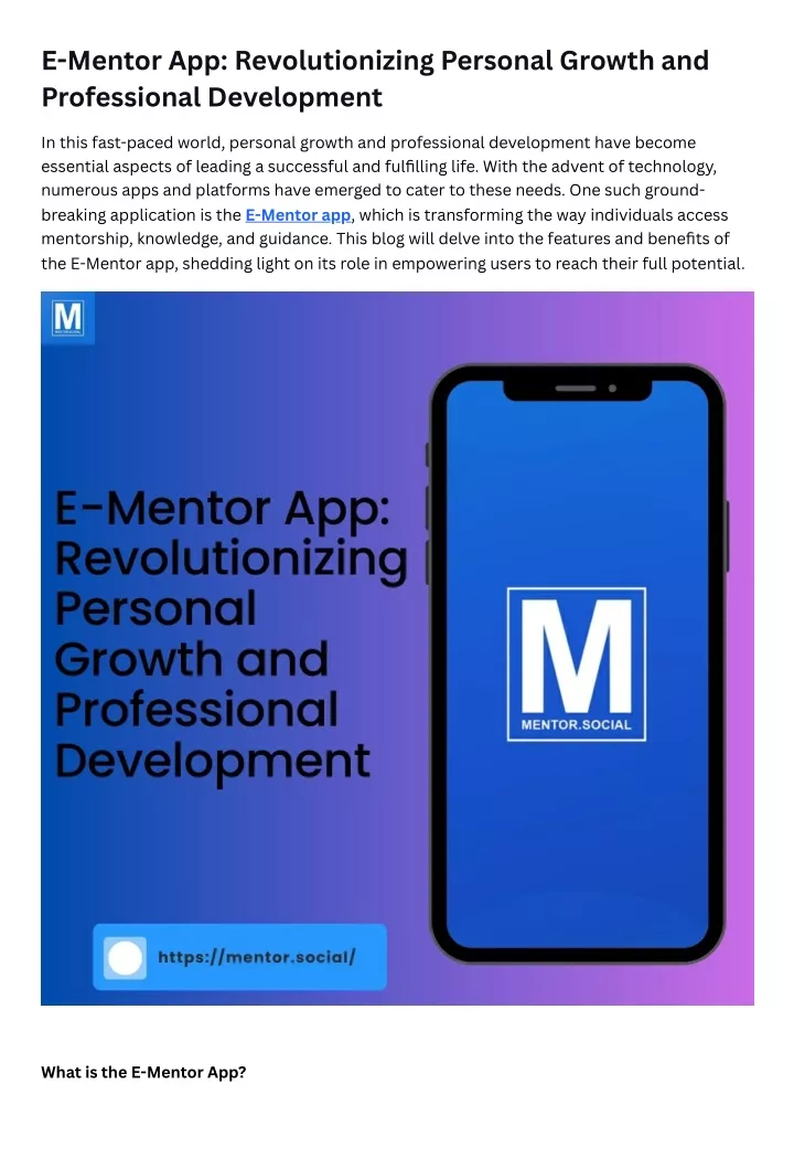 e mentor app revolutionizing personal growth