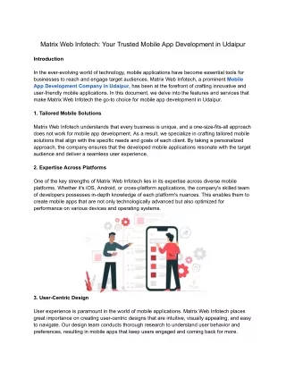 Matrix Web Infotech_ Your Trusted Mobile App Development in Udaipur