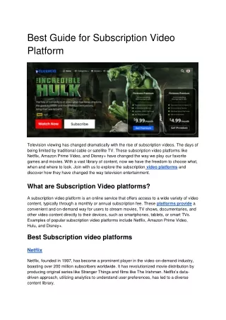 Best Article for Top subscription Video Platform(2023)