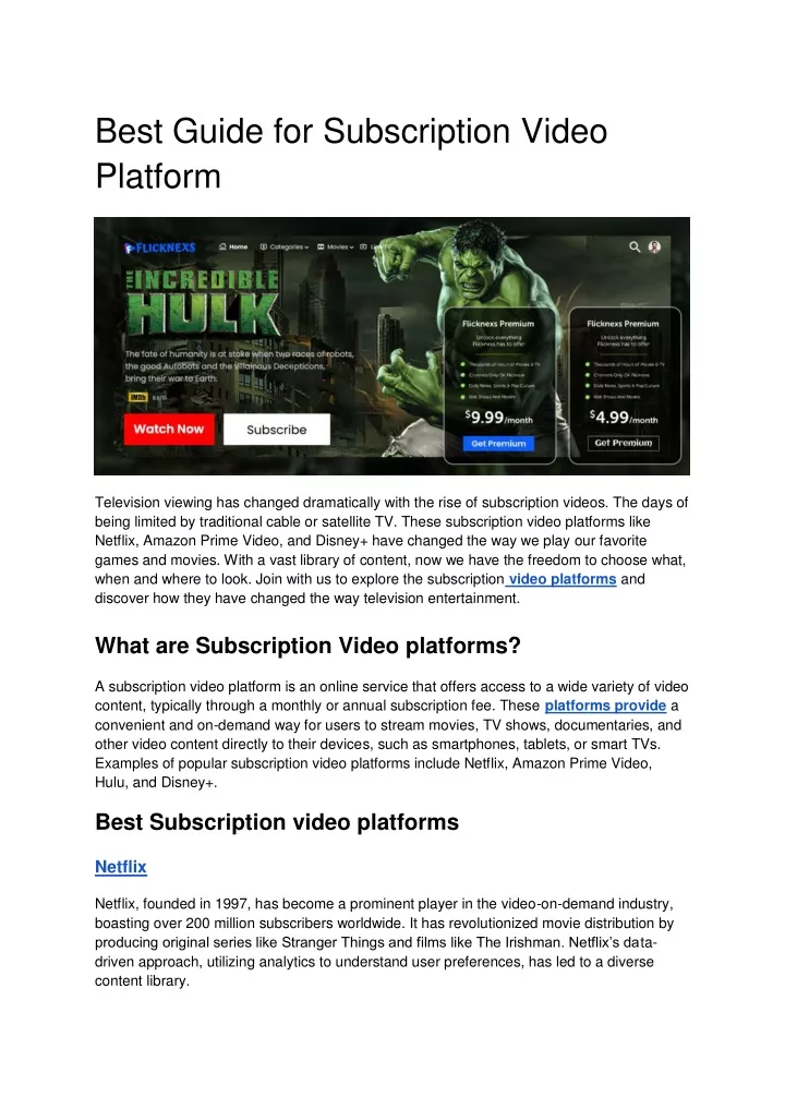best guide for subscription video platform