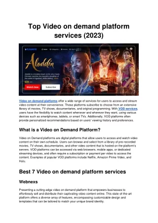 Top Video on demand platform services (2023)