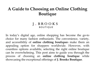A Guide to Choosing an Online Clothing Boutique - J Brooks Boutique