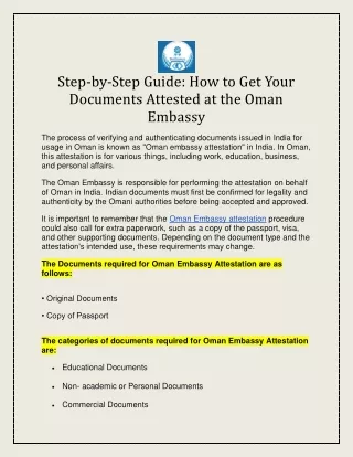 Step-by-Step Guide How to Get Your Documents Attested at the Oman Embassy