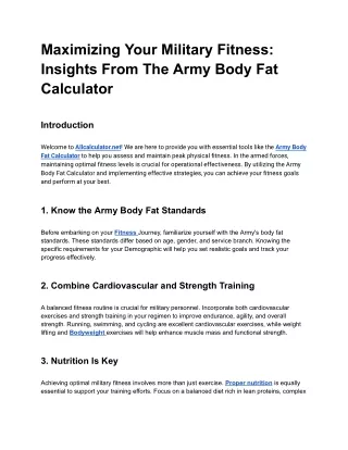 Maximizing Your Military Fitness_ Insights from the Army Body Fat Calculator