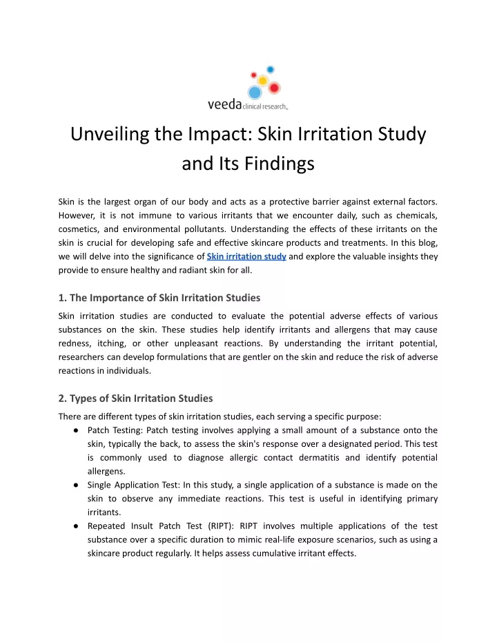 unveiling the impact skin irritation study