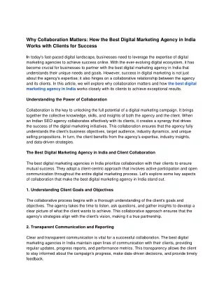 Why Collaboration Matters_ How the Best Digital Marketing Agency in India Works with Clients for Success