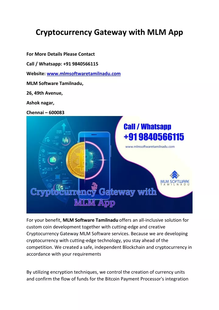 cryptocurrency gateway with mlm app