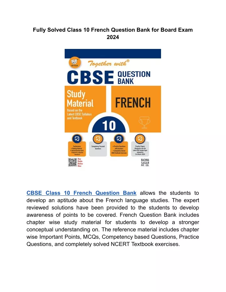 fully solved class 10 french question bank