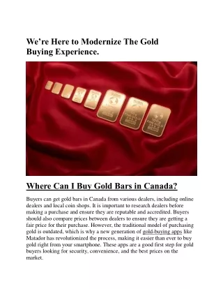 Buy  Gold with Matador App