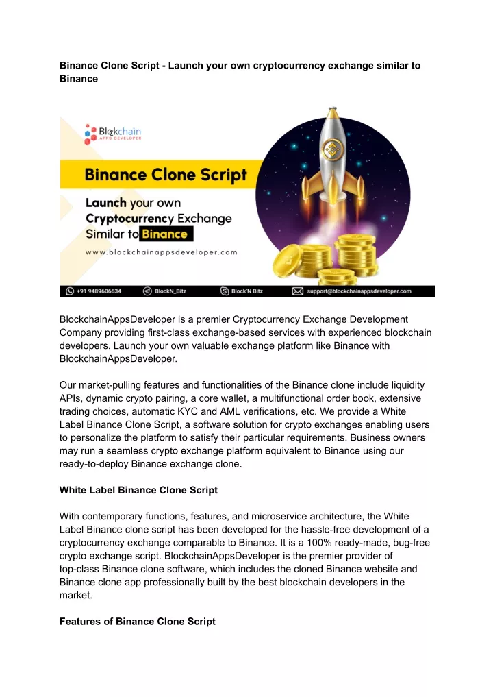 binance clone script launch your