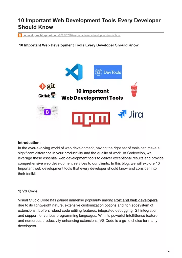 PPT - 10 Important Web Development Tools Every Developer Should Know ...