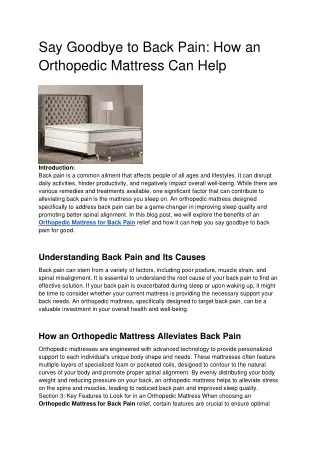 Say Goodbye to Back Pain: How an Orthopedic Mattress Can Help