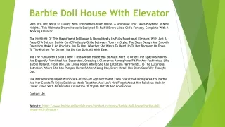 Barbie Doll House With Elevator