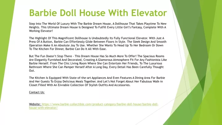 barbie doll house with elevator
