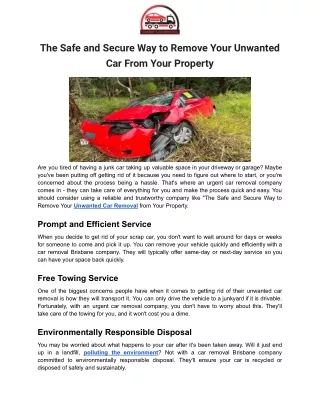 The Safe and Secure Way to Remove Your Unwanted Car From Your Property
