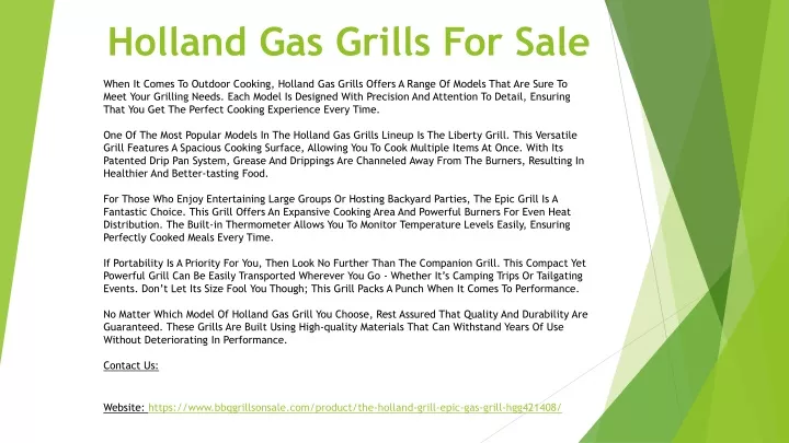 holland gas grills for sale