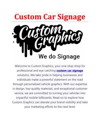Custom Car Signage